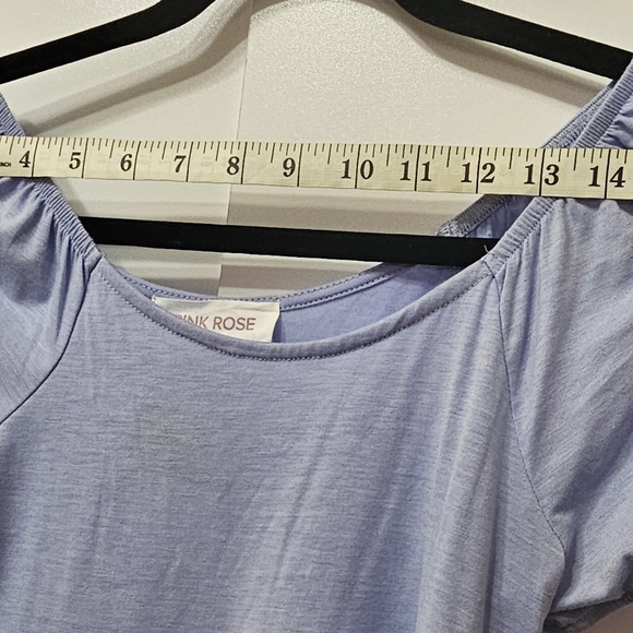 Light Blue Pink Rose Shirt Size S Woman's - Picture 6 of 12